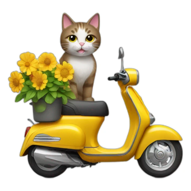 Cat on a scooter Withings Flowers sticker