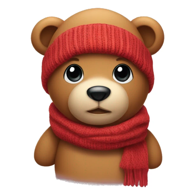 Teddy bear with beanie and scarf sticker