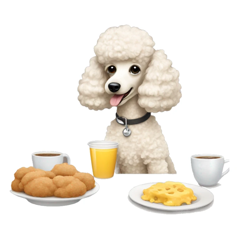 cream girl poodle having breakfast  sticker