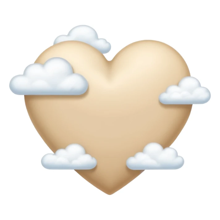 Soft beige heart with clouds INFRONT of it sticker