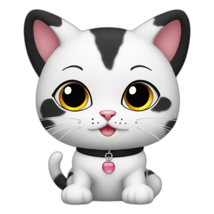 Cute cat black-white with custome New Year sticker