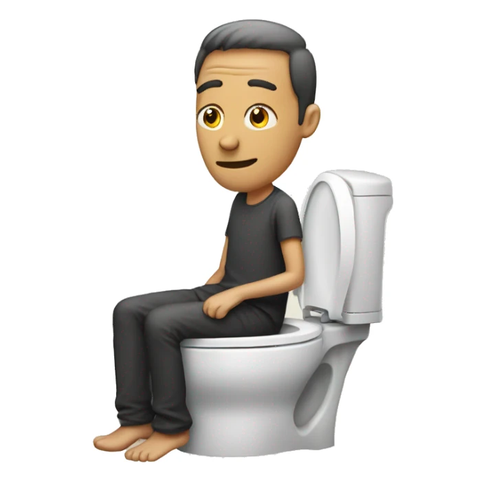 A man inside a toilet with long neck sticker