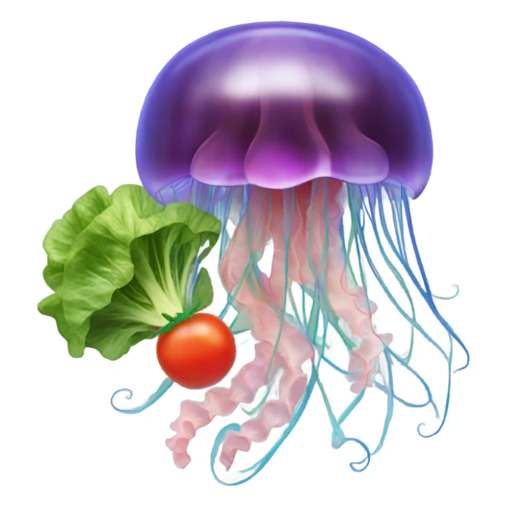 Jellyfish eating a salad sticker