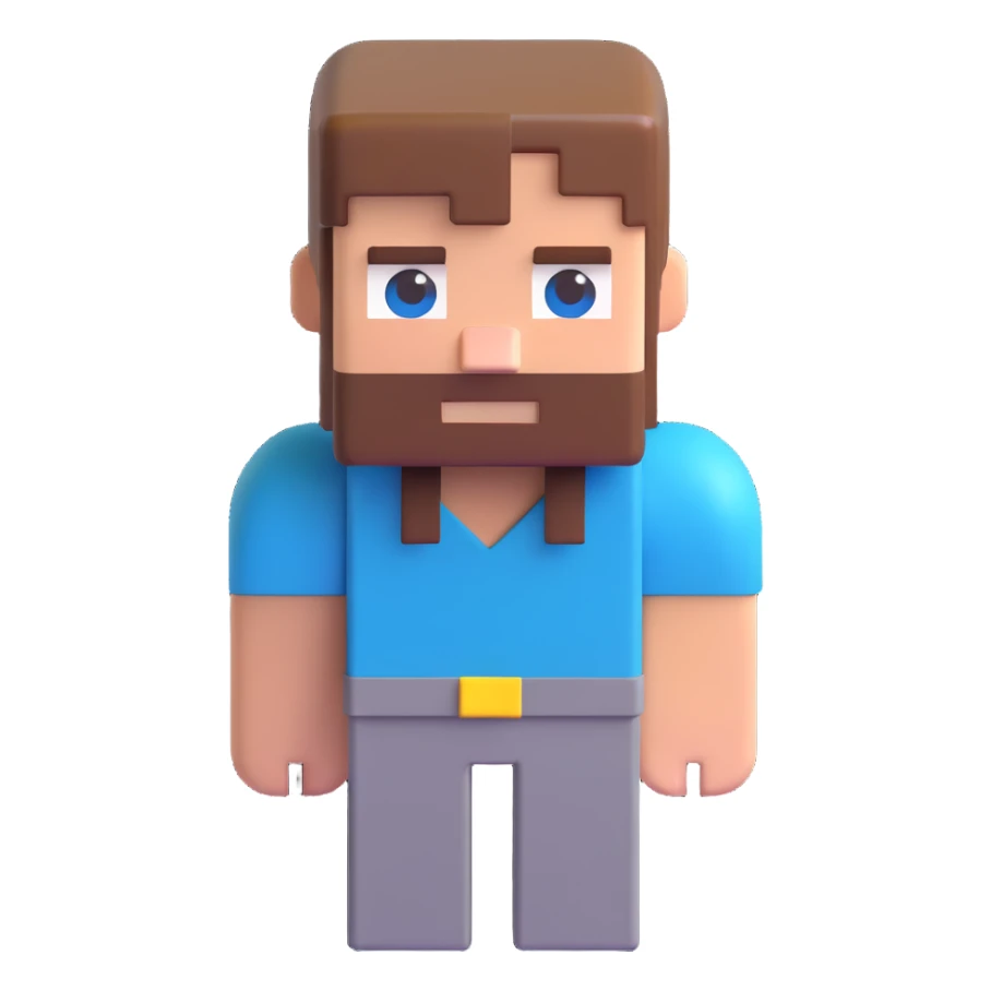 Minecraft Steve character, 3D Emoji style sticker