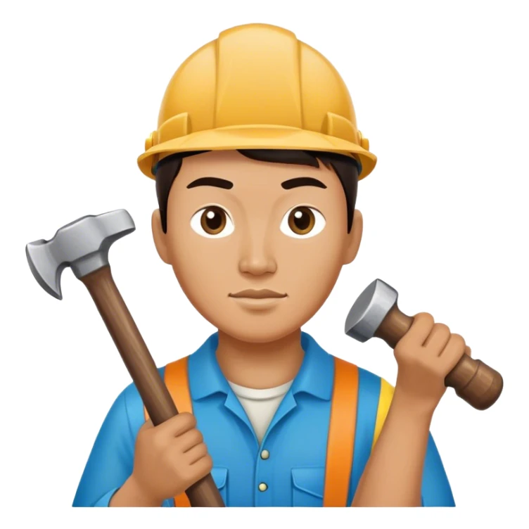 photorealistic kazakh worker with 
hammer sticker