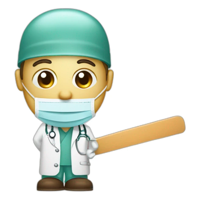 Ent surgeon with headlight and tongue depressor  sticker