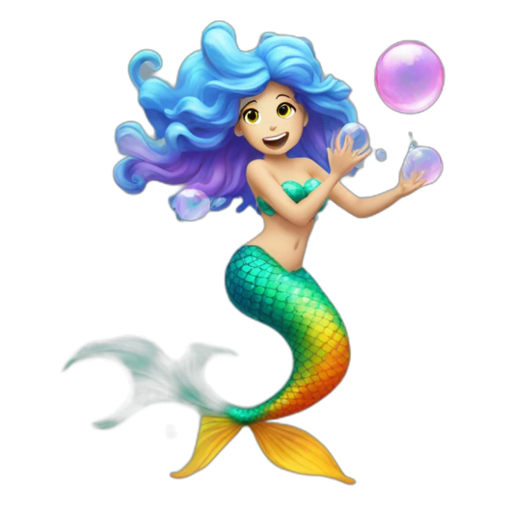mermaid farting colorfull bubbles sticker