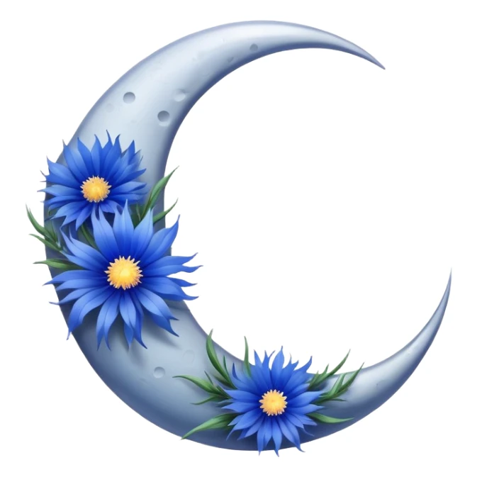 The crescent moon from which the cornflowers grow. sticker