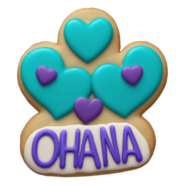 Teal purple Cookie heart with ohana sticker