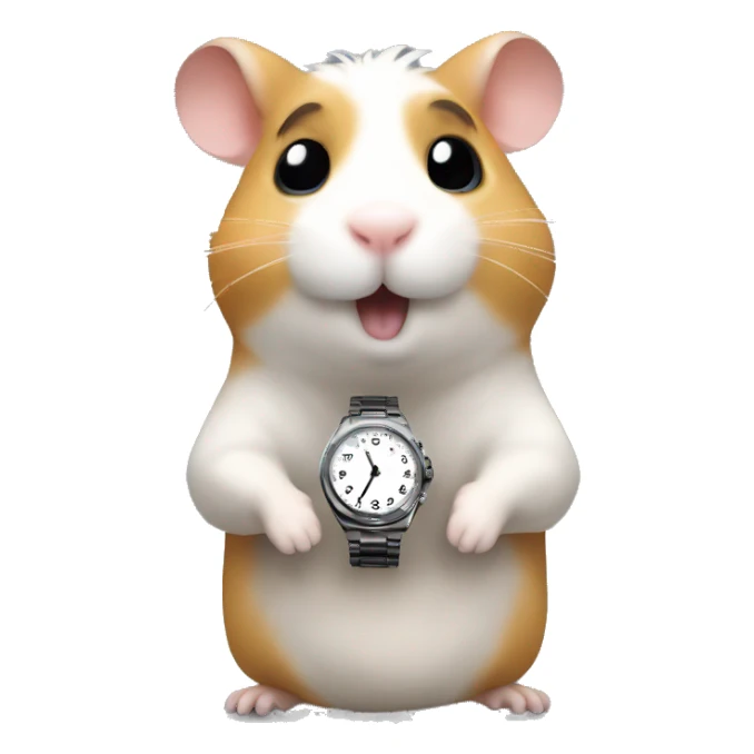 hamster shows what time it is on his watch sticker