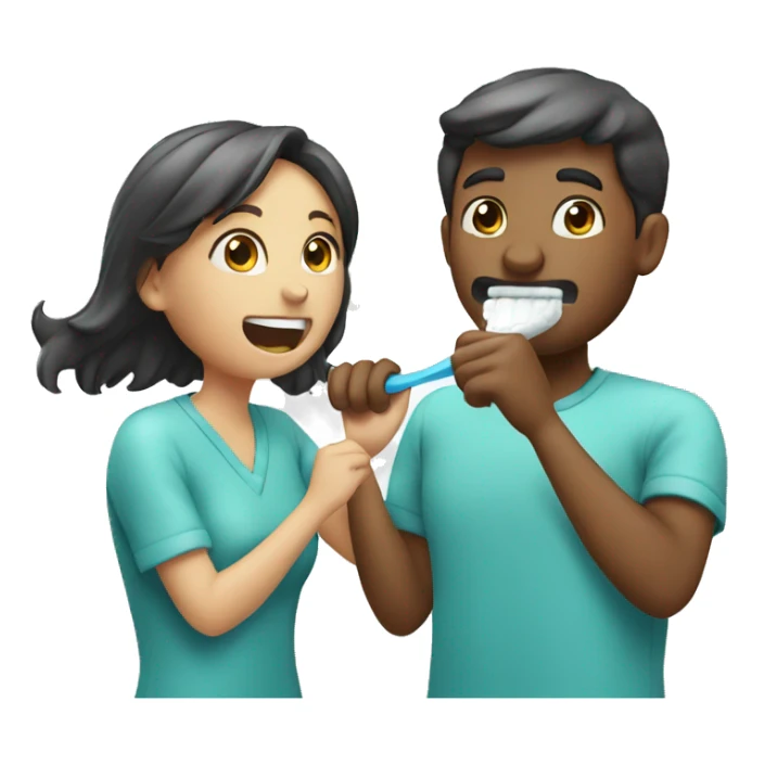 Men and women brushing teeth sticker