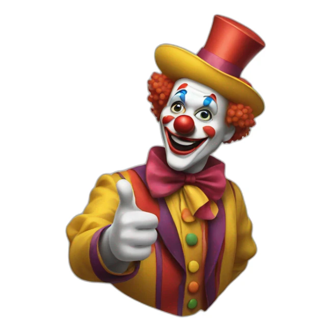 clown pointing to the right sticker
