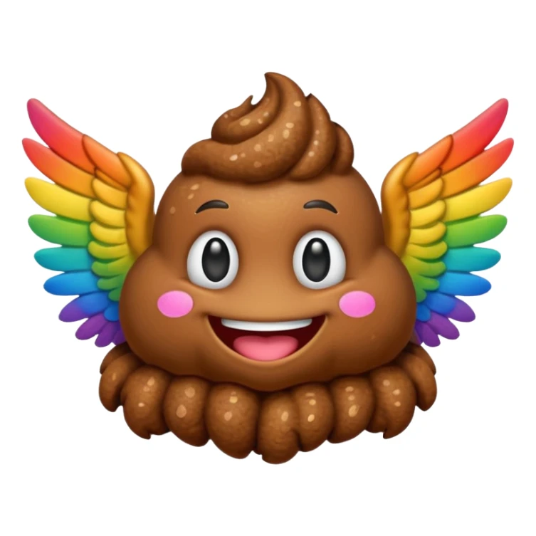 rainbow poop emoji with wings sticker