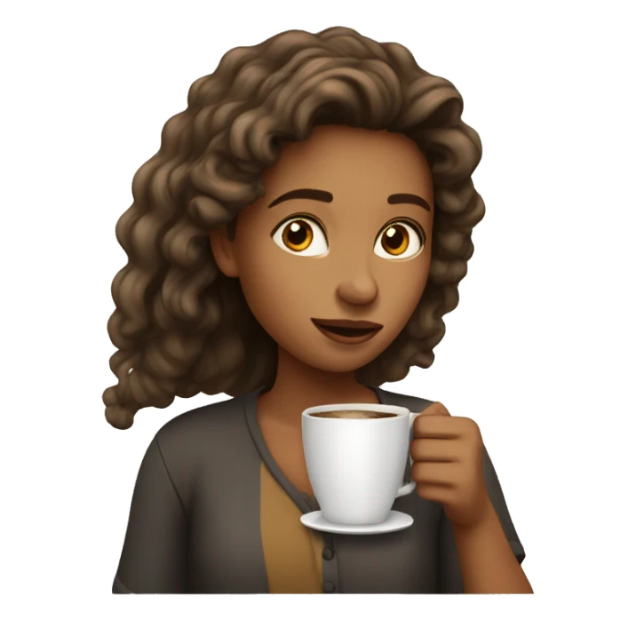 cury haired girl driking coffee sticker