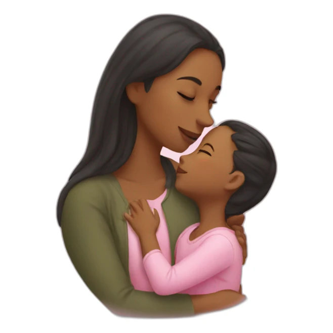 Mom kissing daughter  sticker
