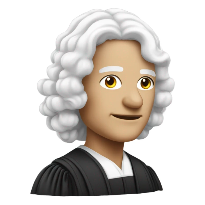 white UK judge with wig at an angle sticker
