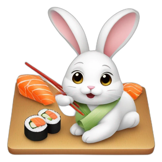 Cute bunny eating sushi sticker