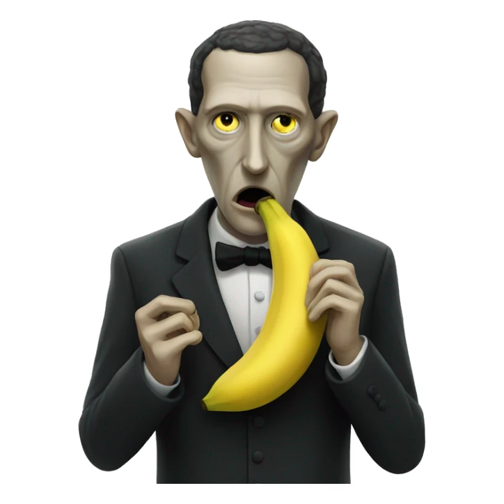 Lovecraft eating a banana sticker