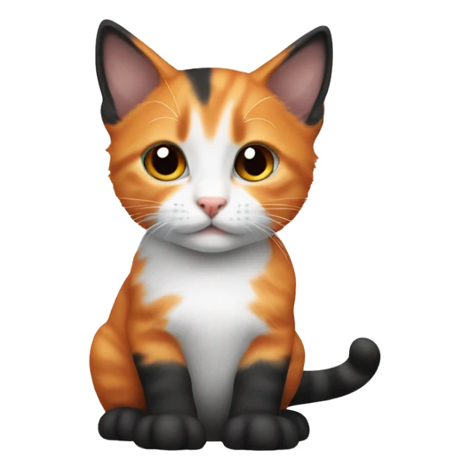 orange black and white kitten  sticker