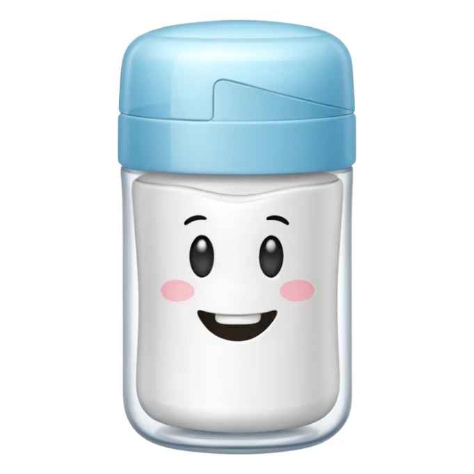 A small plastic container with the phrase  "dental floss" on it sticker