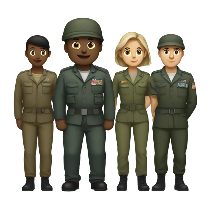 4 army people standing next to eachother sticker