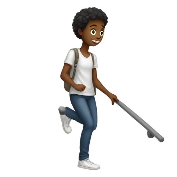 a white-skin student making a step upstairs sticker