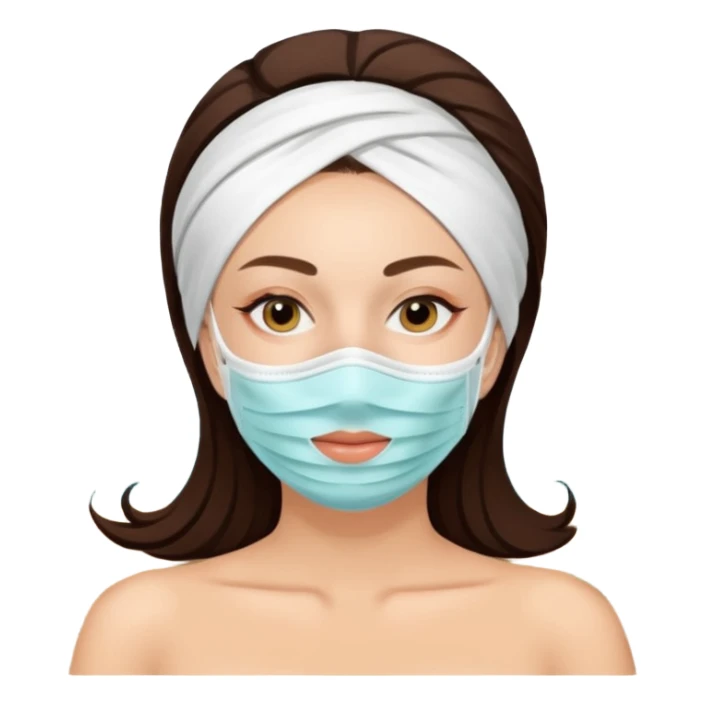 Lady with face mask spa beauty full face relaxing sticker