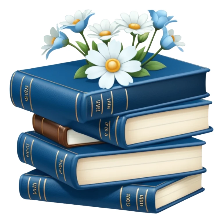 Blue books and white flowers AESTHETIC sticker
