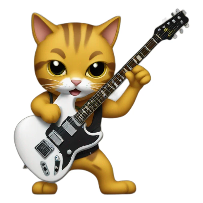Cat playing electric guitar with AC/DC logo in background sticker