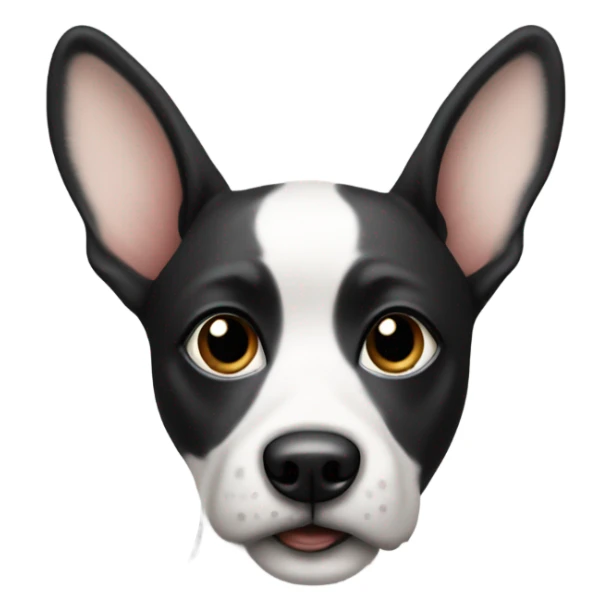 a dog with a black and white face, large ears. sticker
