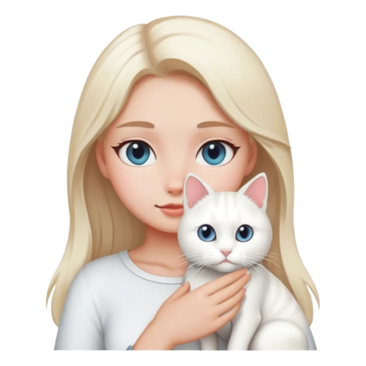 Blonde girl with white cat  sticker