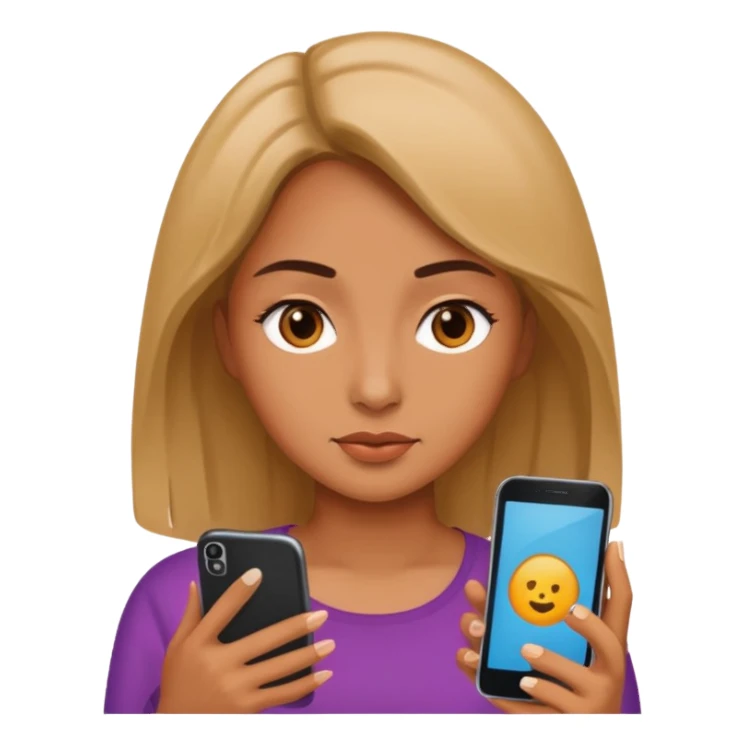 woman looking at phone sticker