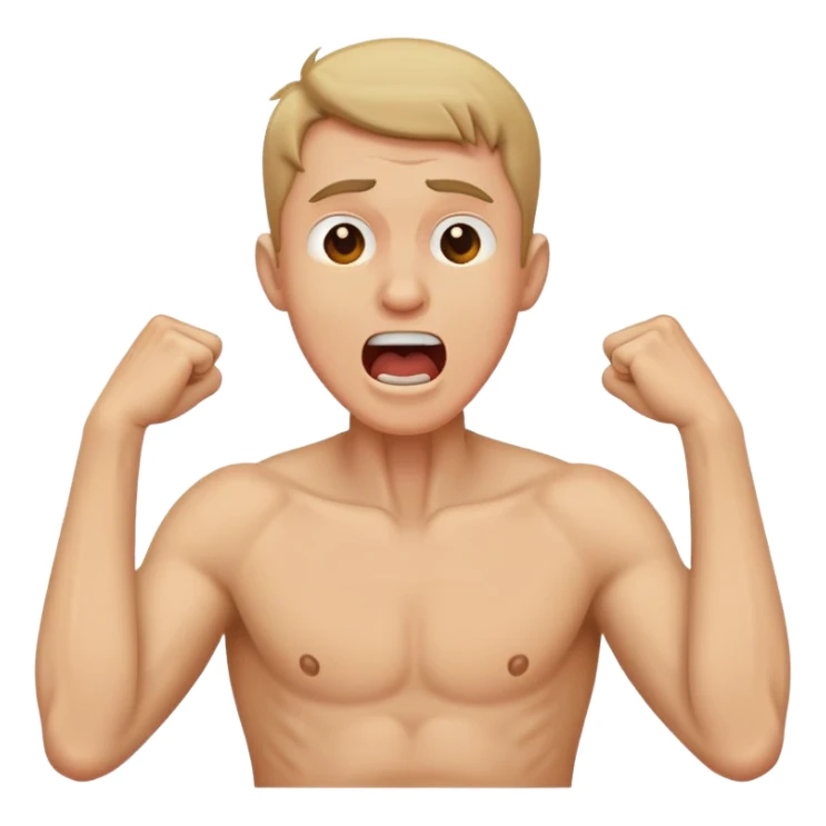 man holding his neck with his arms crossed screaming sticker