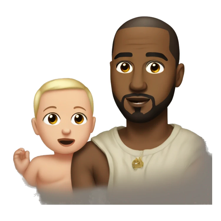 Kayne west with baby sticker