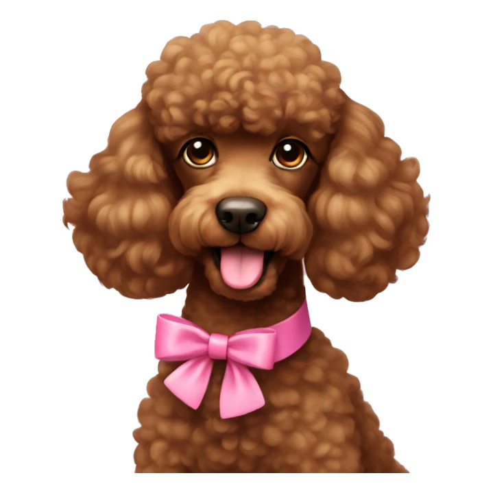 brown poodle with a pink bow collar sticker