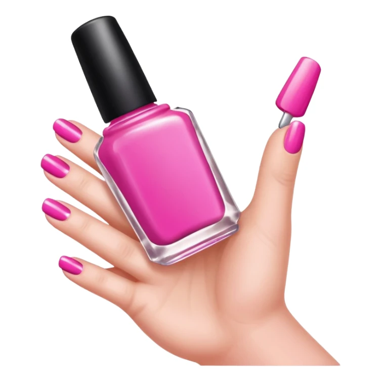 hand with painted nails and nail polish bottle sticker