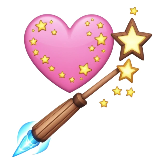 wand with pink heart shooting star effect sticker