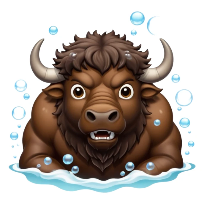 Angry buffalo in the water blowing bubbles  sticker