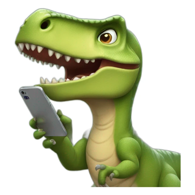 A dinosaur with tiny hands shoots video on his phone sticker