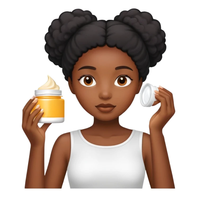 Black girl applying face cream sticker
