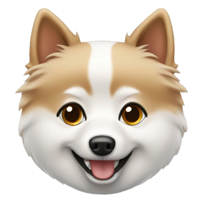 white and beige spitz with brown eyes smiling sticker
