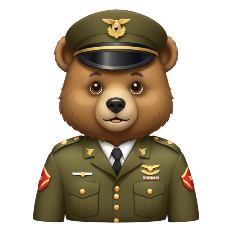 A bear in a military uniform sticker