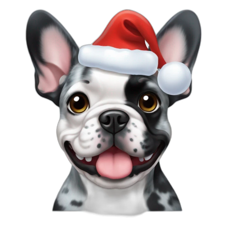 blue merle frenchie christmas hat sticker