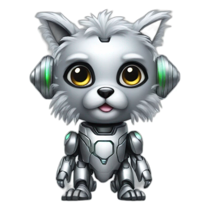 Cyber futuristic silver furry robot  sticker