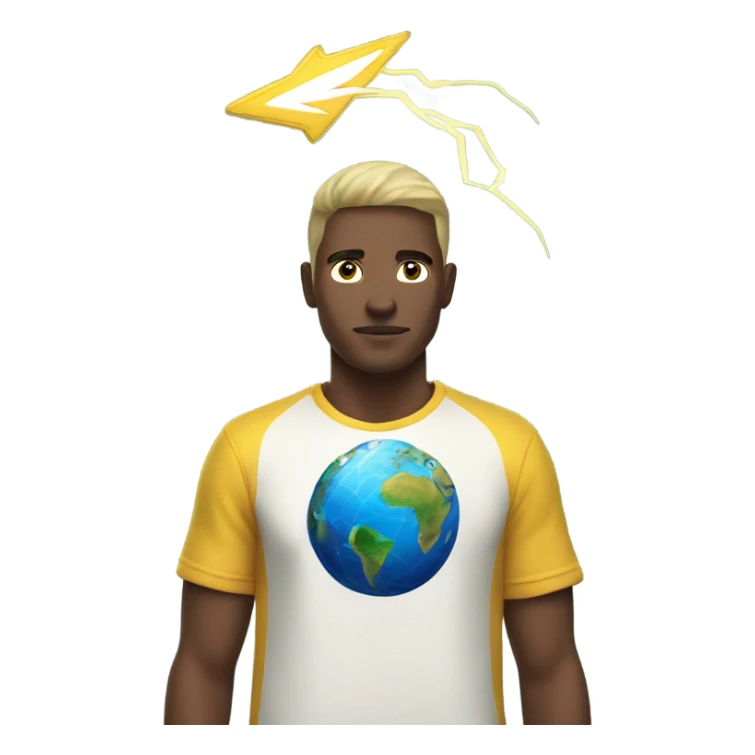 white man with lightning bolt and the earth on his shirt  sticker