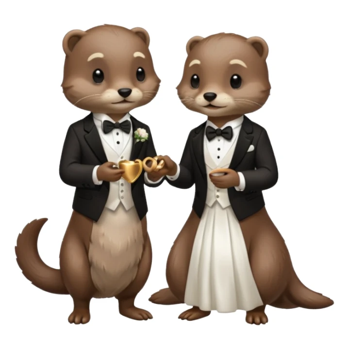2 Otters getting married sticker