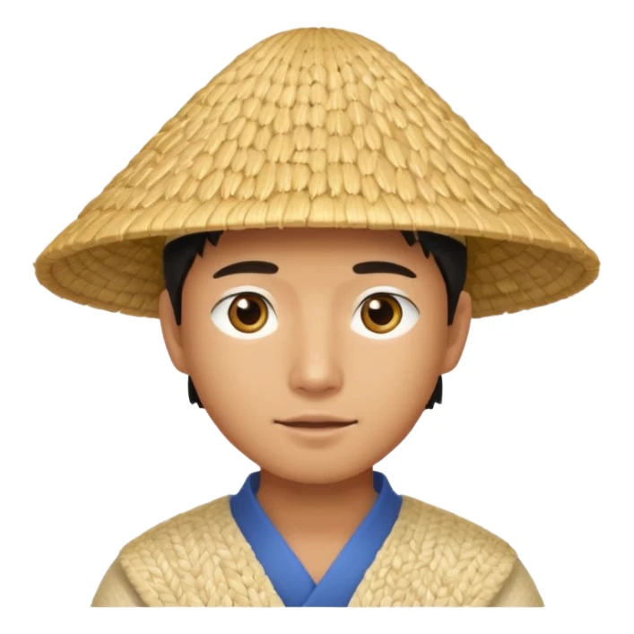 Asian guy with a rice hat, eyes barely open sticker