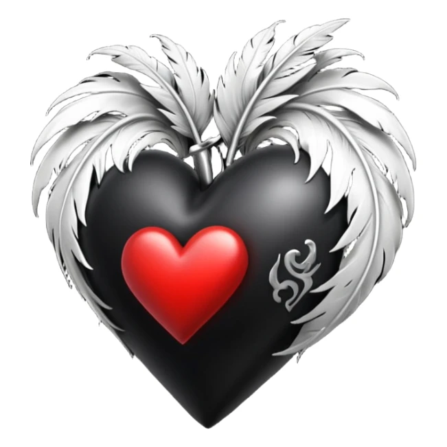 realistic gothic heart with a black feather sticker