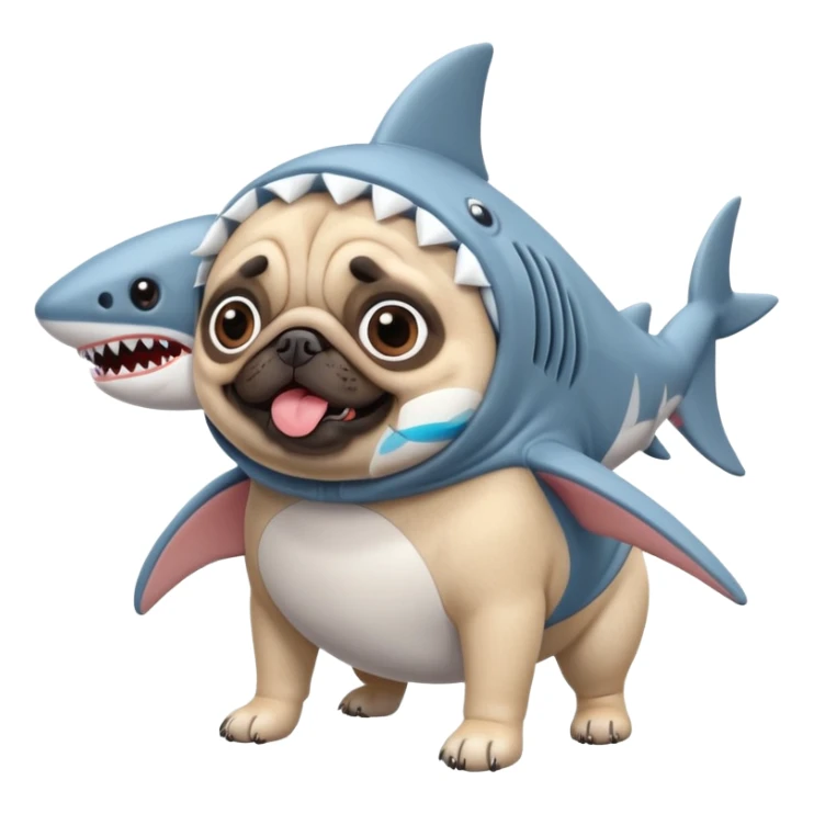 Pug wearing a shark costume  sticker