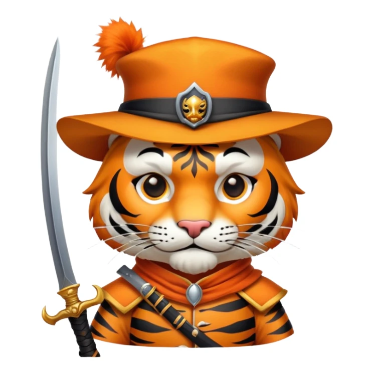 Tiger musketeer with hat and sword sticker